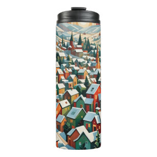 Snowy village thermal tumbler