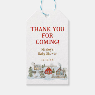 Snowy Village Winter Baby Shower Thank You Gift Tags