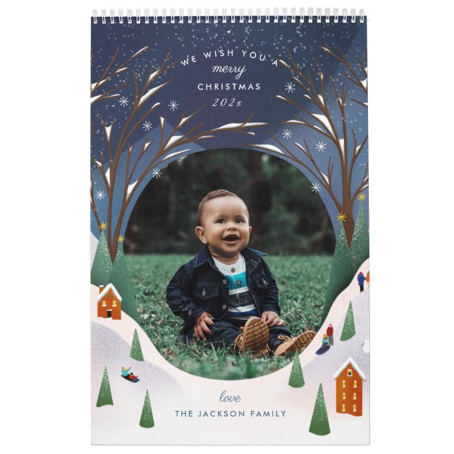 Snowy Village Winter Scene Christmas Photo Calendar (Cover)