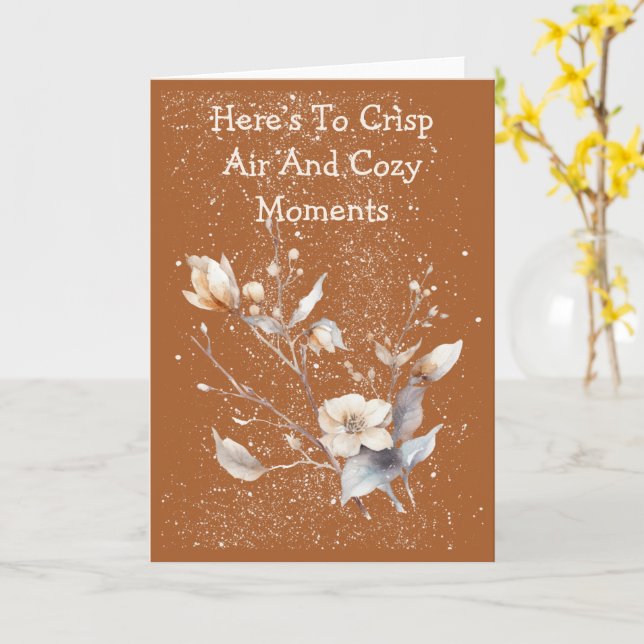 Snowy Warm Winter Blossoms Greeting Card (Yellow Flower)