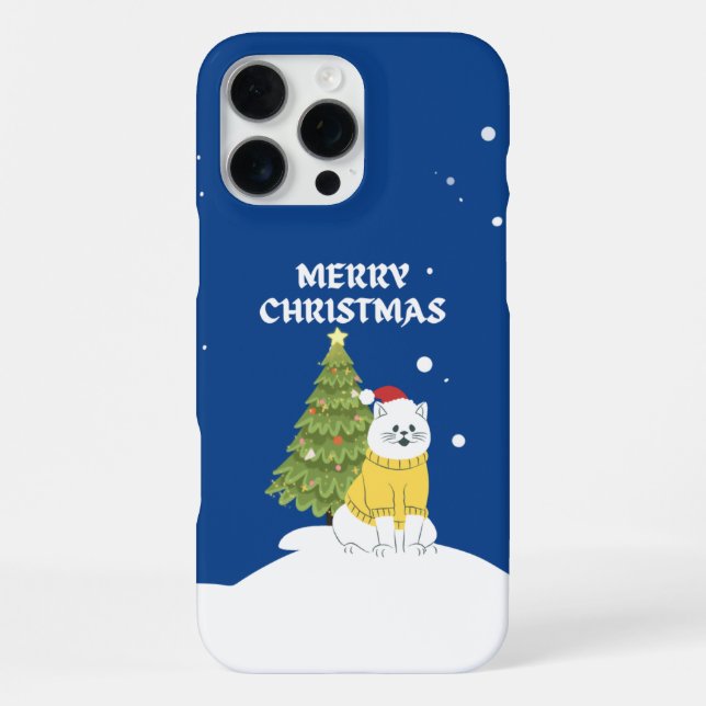 Snowy Whiskers – Merry Christmas Cat iPhone Case (Back)