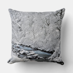 Snowy white creek scenic, Oregon Cushion