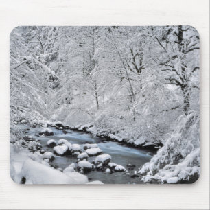 Snowy white creek scenic, Oregon Mouse Pad