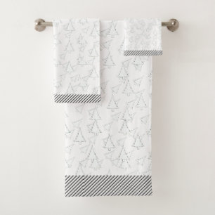 Snowy White Holiday Trees Bath Towel Set
