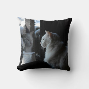 Snowy White Kitty Pillow