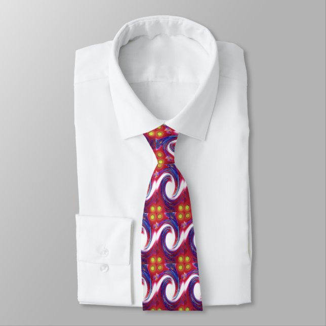 Snowy white waves smart trendy tie (Tied)