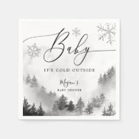 Snowy Winter Baby Shower Grey Snowflakes