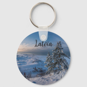 Snowy winter Baltic sea coast Key Ring