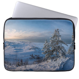 Snowy winter Baltic sea coast Laptop Sleeve