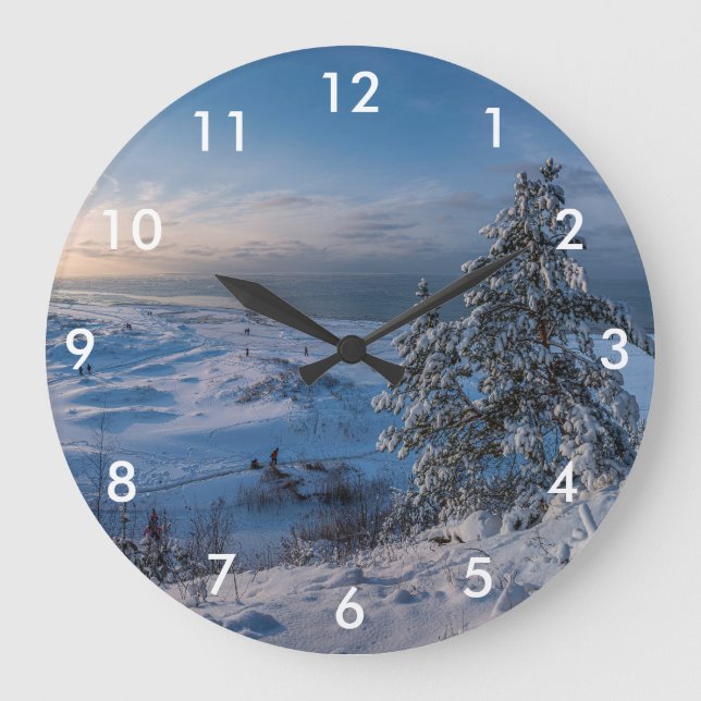 Snowy winter Baltic sea coast Large Clock (Front)