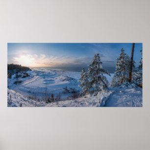 Snowy winter Baltic sea coast Poster