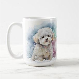 SNOWY WINTER BICHON FRISE DOG FACE COFFEE MUG