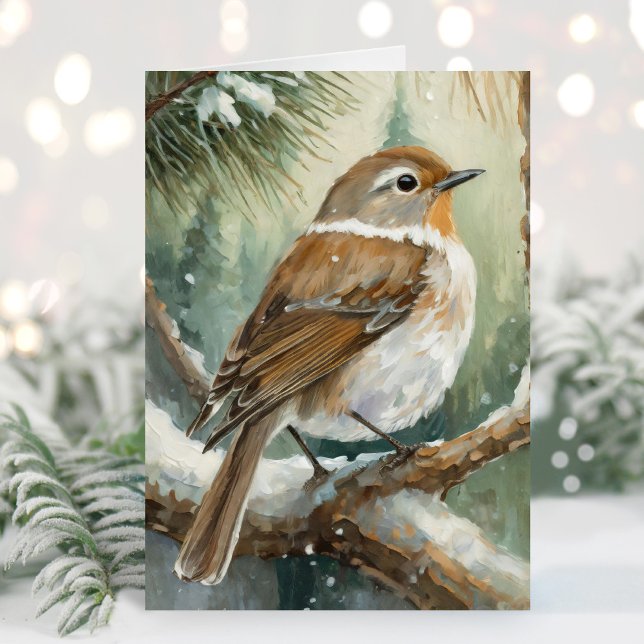 Snowy Winter Bird Modern Art Card (Creator Uploaded)