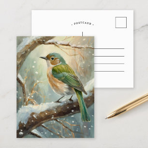 Snowy Winter Bird Modern Art Postcard