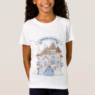 Snowy Winter Blonde Princess Castle Birthday T-Shirt