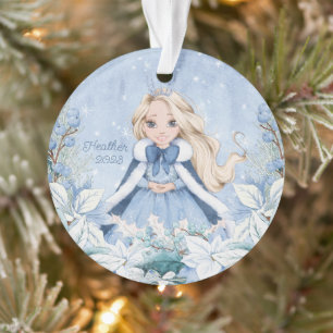 Snowy Winter Blonde Princess  Ornament