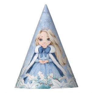 Snowy Winter Blonde Princess Party Hat