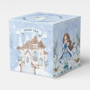 Snowy Winter Brunette Princess Birthday Favour Box
