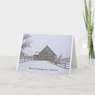 Snowy Winter Cape Cod Scene Greeting Card