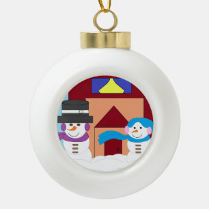 Snowy Winter: Ceramic Ball Christmas Ornament