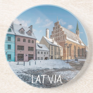 Snowy winter city center in Riga, Latvia Coaster