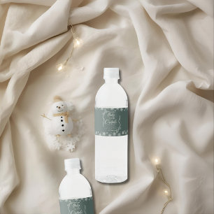Snowy Winter Coquette Green it's Cold Water Bottle Label