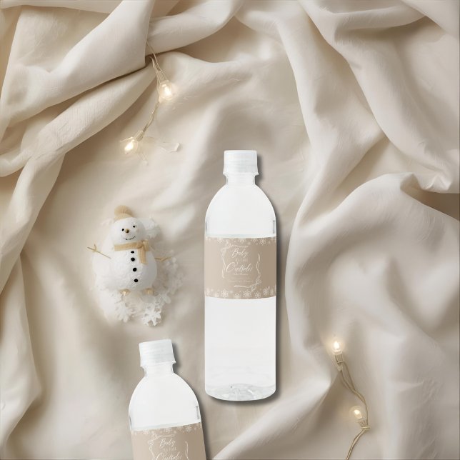 Snowy Winter Coquette Taupe it's Cold Water Bottle Label (Snowy Winter Coquette Taupe it's Cold Water Bottle Label)