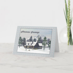 Snowy Winter Cottage Christmas Card