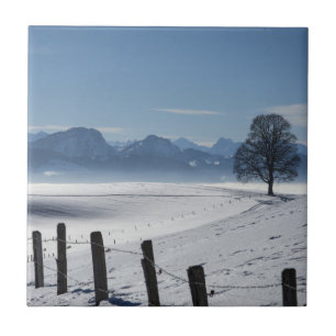 Snowy Winter Countryside Landscape Ceramic Tile