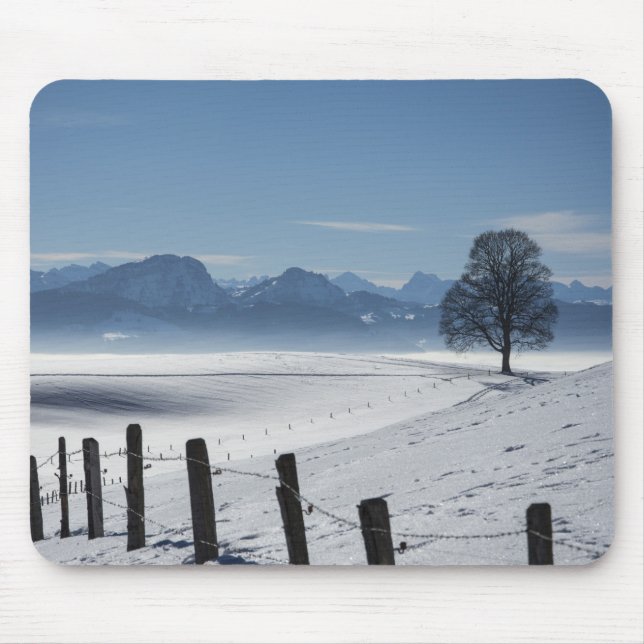 Snowy Winter Countryside Landscape Photo Mouse Pad (Front)