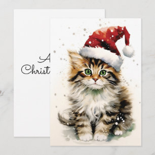 Snowy Winter day Cat Christmas Holiday Card