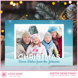 Snowy Winter Day Personalised Family Photo Holiday Card
