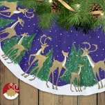 Snowy Winter Deer Forest Christmas Brushed Polyester Tree Skirt<br><div class="desc">The enchanting illustrated tree skirt features a wooded forest scene with deer families and friends in the snow. This mesmerising design incorporates soft medium browns, gold-tones, deep blue, greens, and white, all brought to life by artist and Surface Pattern Designer L. Diane Johnson. More colour combinations available in the Christmas...</div>