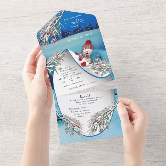 Snowy Winter Fantasy All in One Wedding Invite (Tearaway)