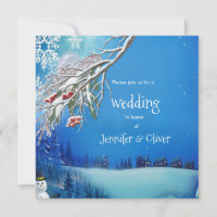 Snowy Winter Fantasy Wedding Invite