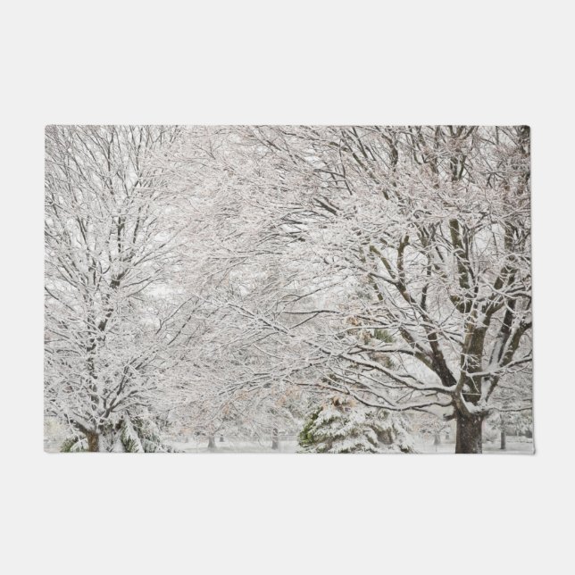Snowy Winter Forest Doormat (Front)
