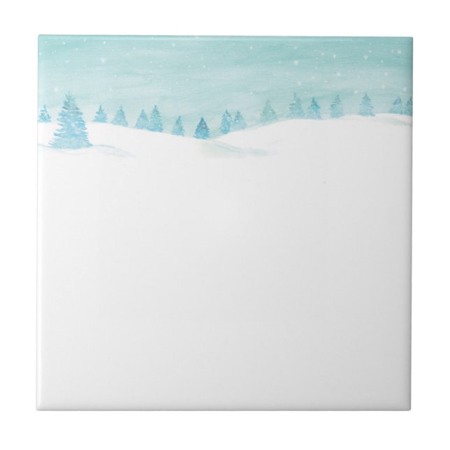 Snowy Winter Forest Landscape With Spruce Trees  Ceramic Tile (Front)