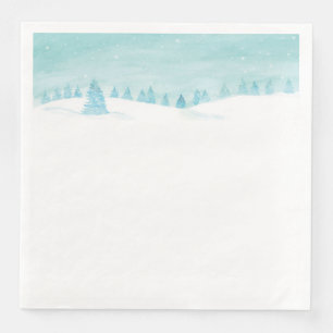 Snowy Winter Forest Landscape With Spruce Trees Napkin