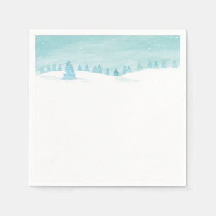 Snowy Winter Forest Landscape With Spruce Trees  Napkin
