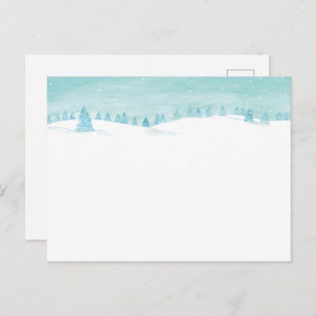 Snowy Winter Forest Landscape With Spruce Trees  Postcard (Front/Back)