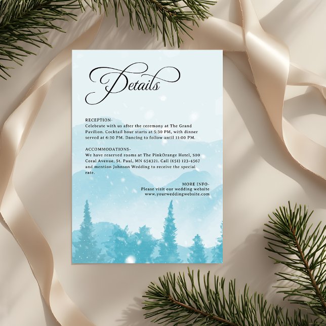 Snowy Winter Forest Wedding Details Enclosure Card (Creator Uploaded)