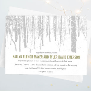 ©Snowy Winter Frosty Woods Winter Wedding Invites