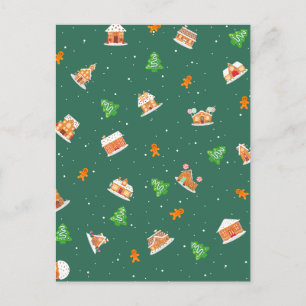 Snowy Winter Gingerbread House Cookies Announcement Postcard