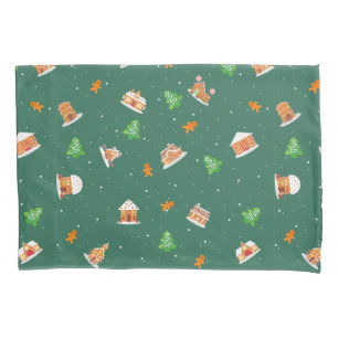 Snowy Winter Gingerbread House Cookies Pillowcase