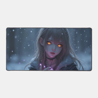 Snowy Winter Girl Desk Mat