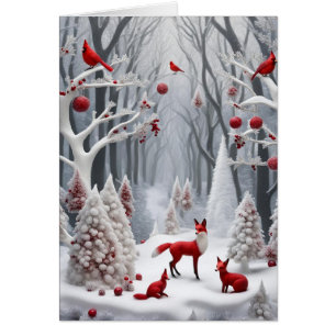 Snowy Winter Holiday Christmas Greeting Card