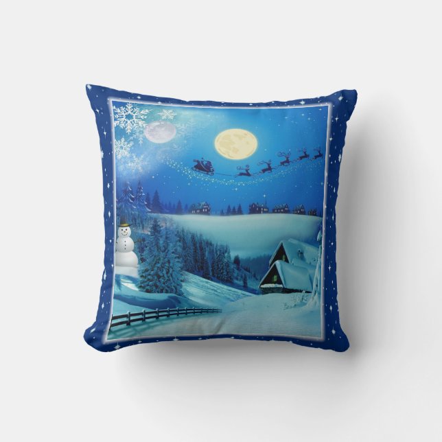 Snowy Winter Holiday Fantasy Cushion (Front)