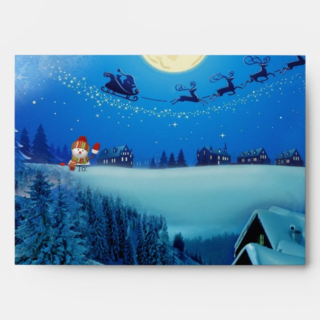 Snowy Winter Holiday Fantasy Envelope (Front)