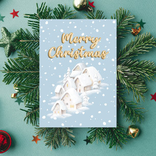Snowy Winter Houses Cute Christmas Holiday Card