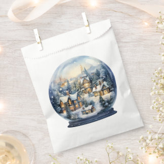 Snowy Winter Houses Scene Snow Globe Favour Bag